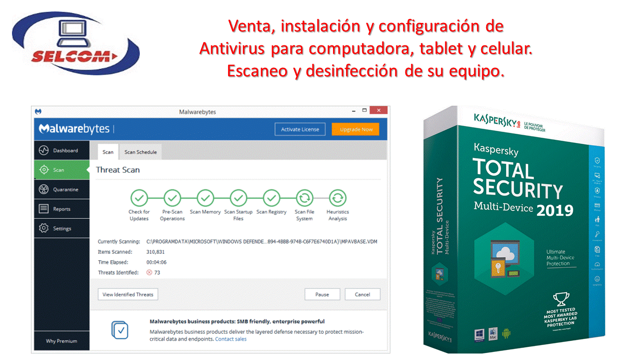 Venta de Antivirus y desinfección de su equipo
