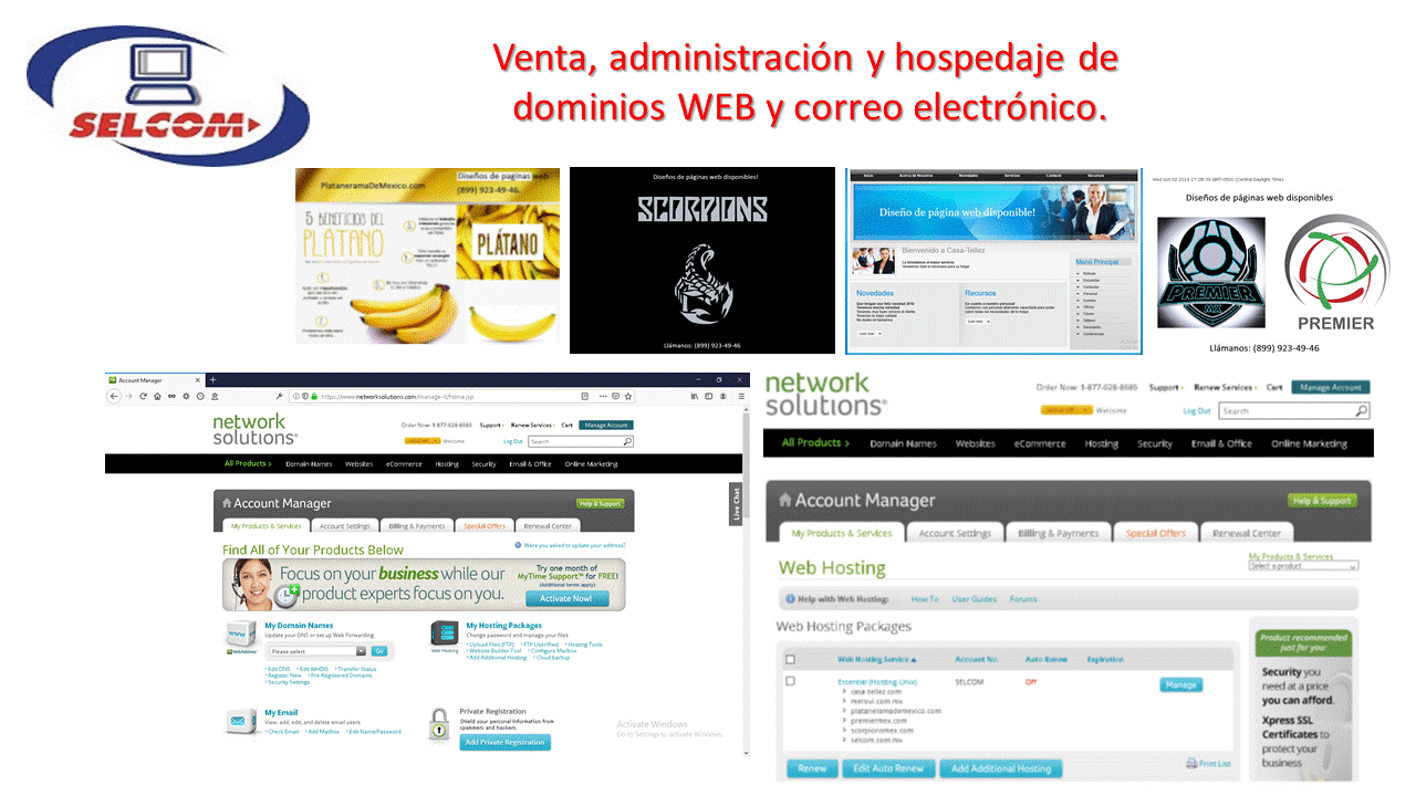 Hospedaje de sitios web y venta de correos electrónicos